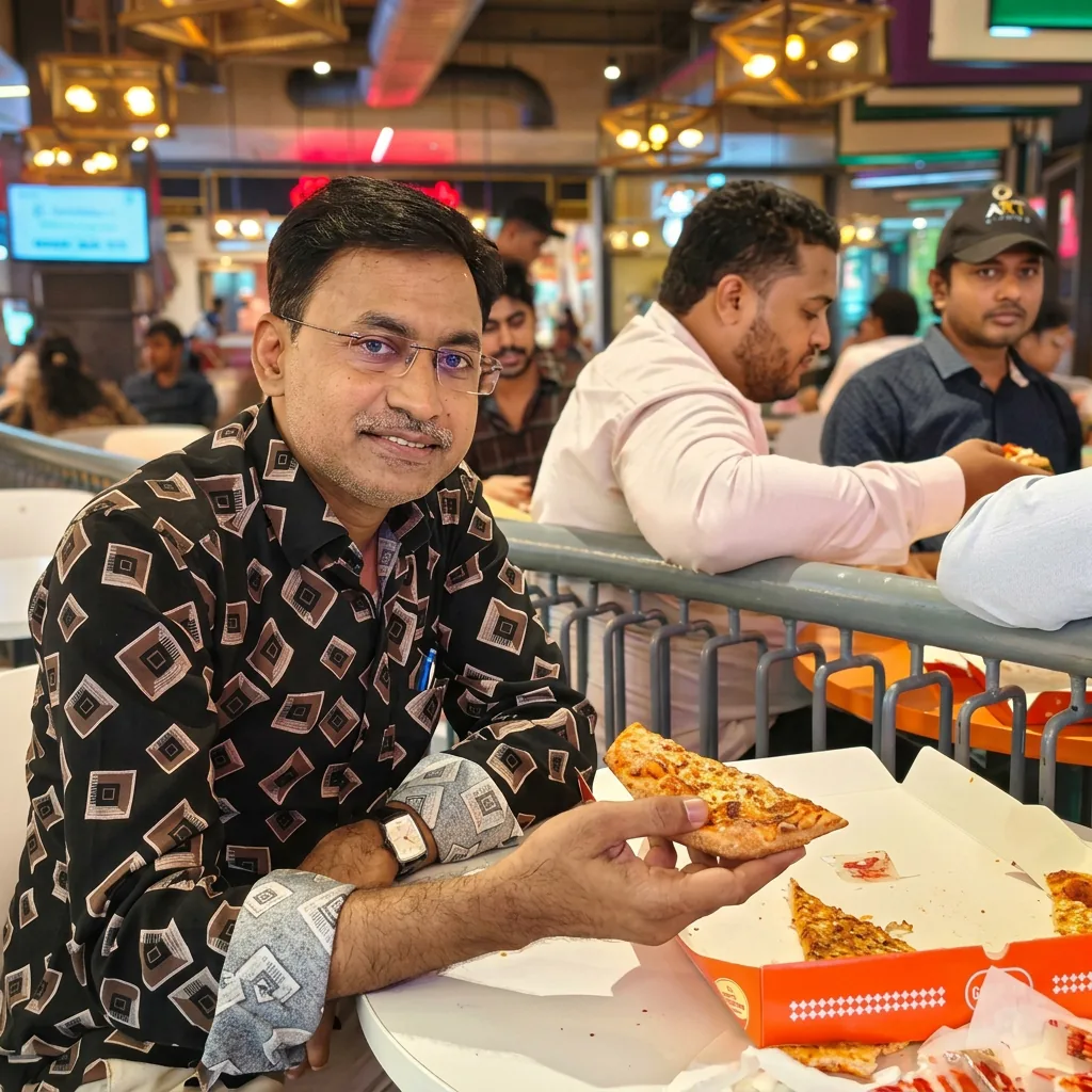 A happy guest with a GOPIZZA box