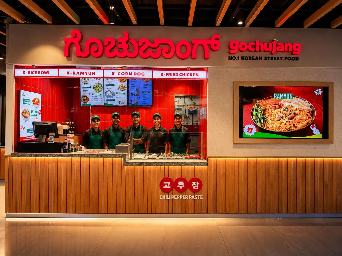 Gochujang crew serving at the Bhartiya Mall of Bengaluru outlet